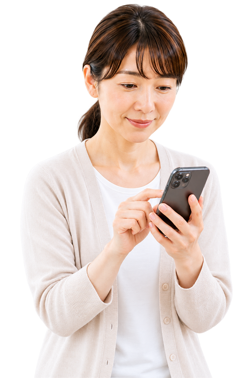 スマートフォンでAI面接を受ける応募者