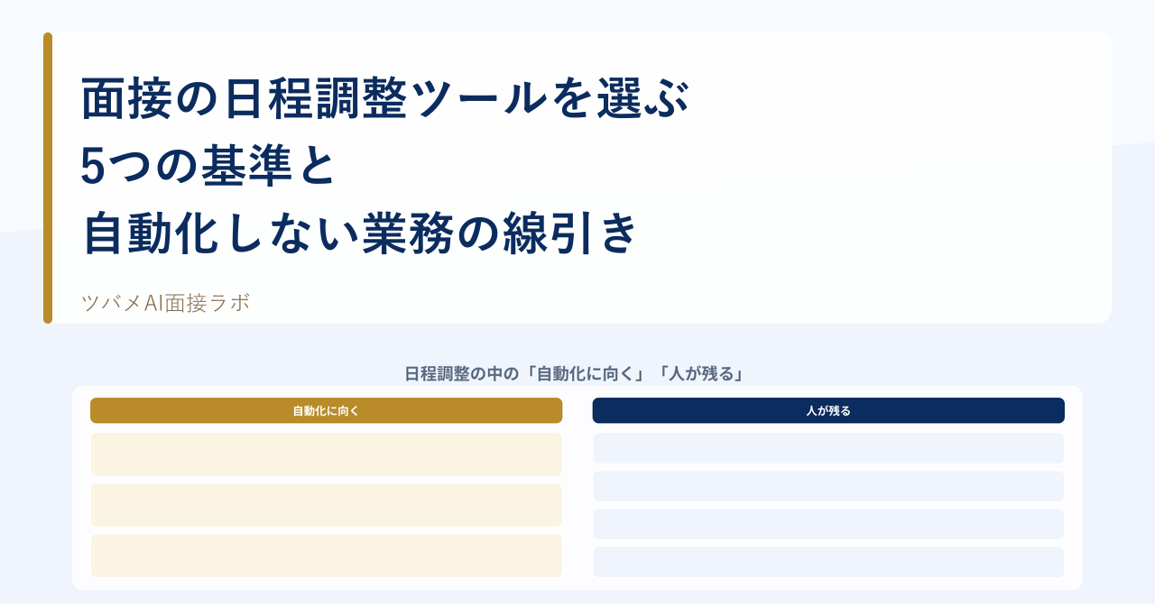 面接の日程調整ツールを選ぶ — 5つの基準と自動化しない業務の線引き